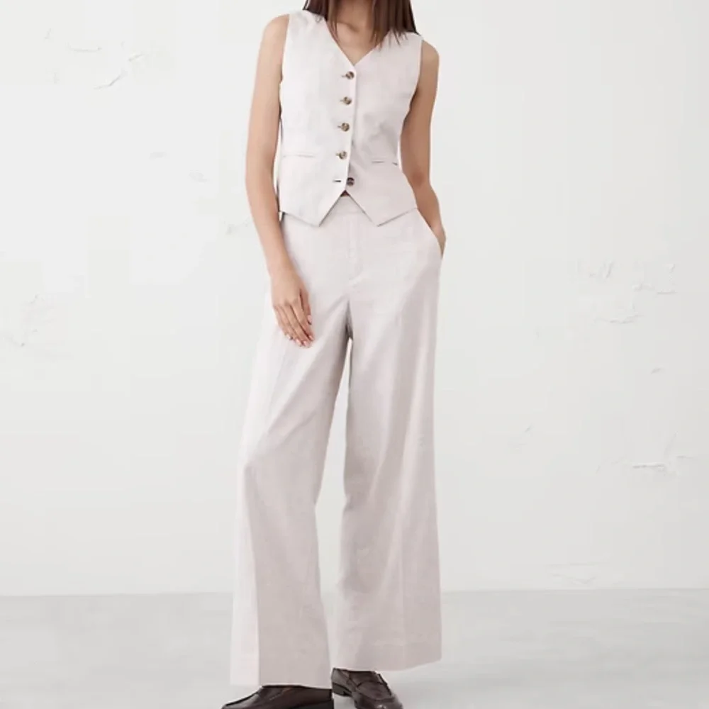 Banana Republic Hayden Wide Leg Linen Pull On Pant Womens Large
